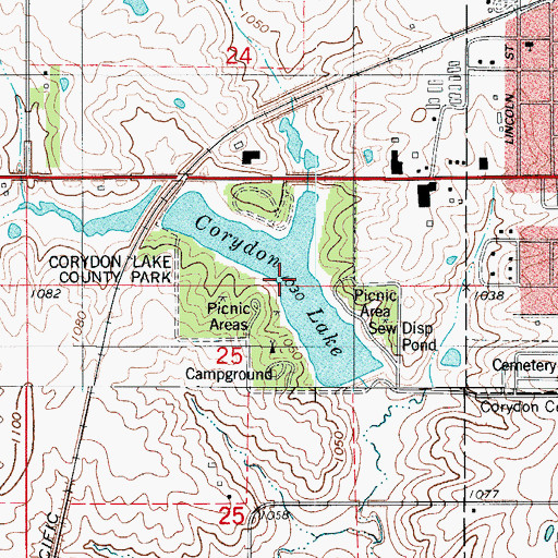 Topographic Map of Corydon Lake, IA