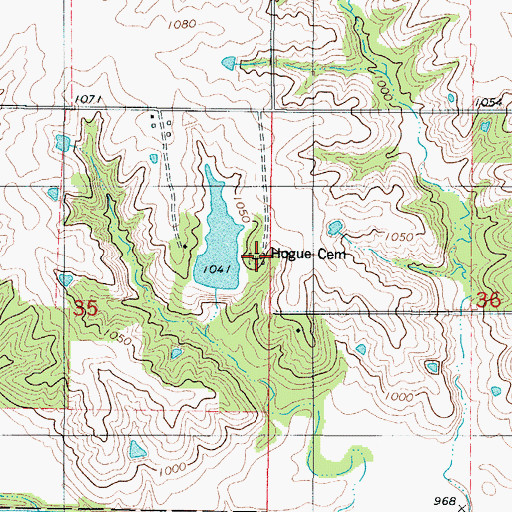 Topographic Map of Hogue Cemetery, IA