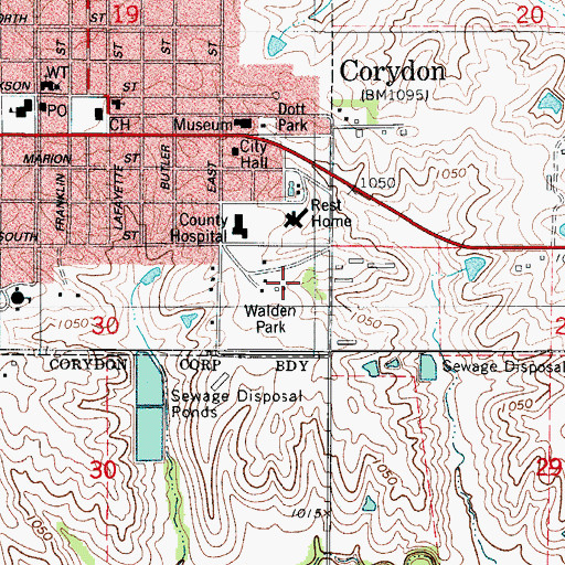 Topographic Map of Walden Park, IA