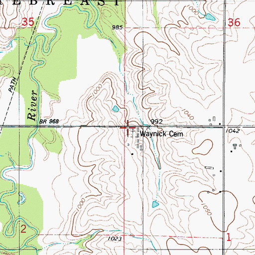 Topographic Map of Waynick Cemetery, IA