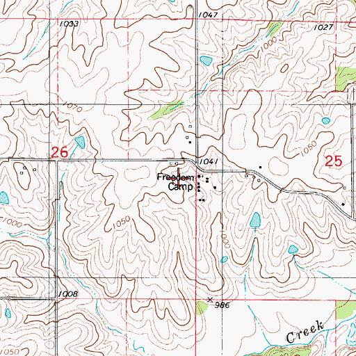 Topographic Map of Freedom Camp, IA