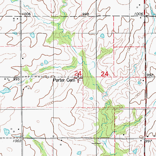 Topographic Map of Porter Cemetery, IA