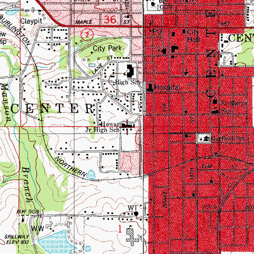Topographic Map of Howar Junior High School, IA