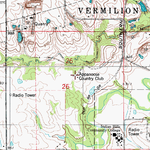 Topographic Map of Appanoose Country Club, IA