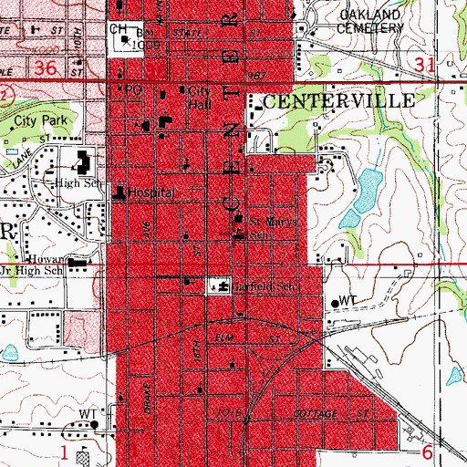 Topographic Map of Saint Mary's Catholic School, IA