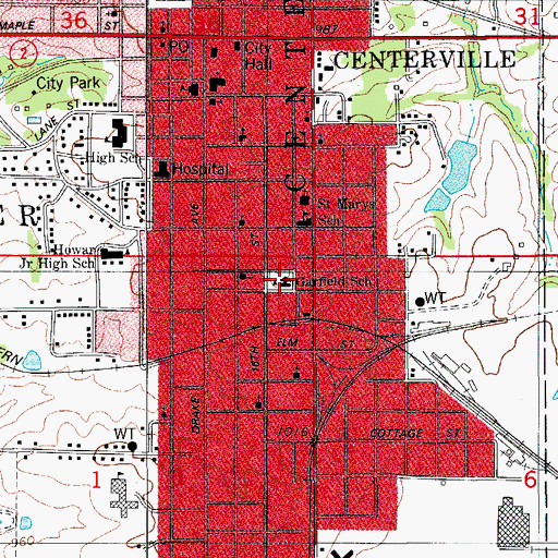 Topographic Map of Garfield Elementary School, IA