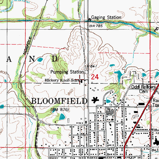 Topographic Map of Hickory Knoll School, IA