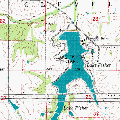 Topographic Map of Lake Fisher Park, IA