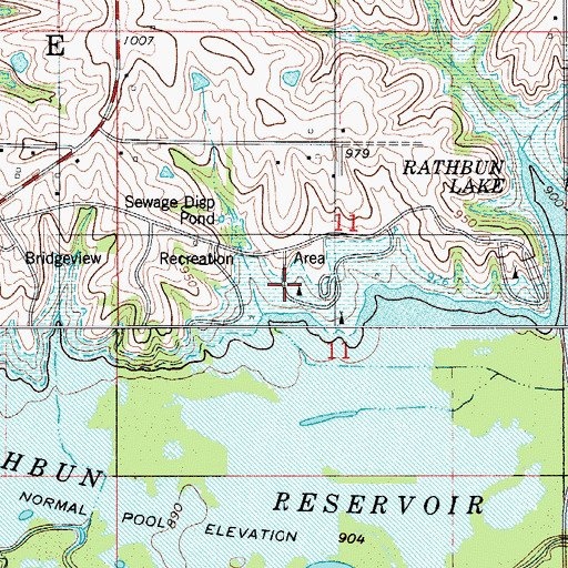 Topographic Map of Bridgeview Recreation Area, IA