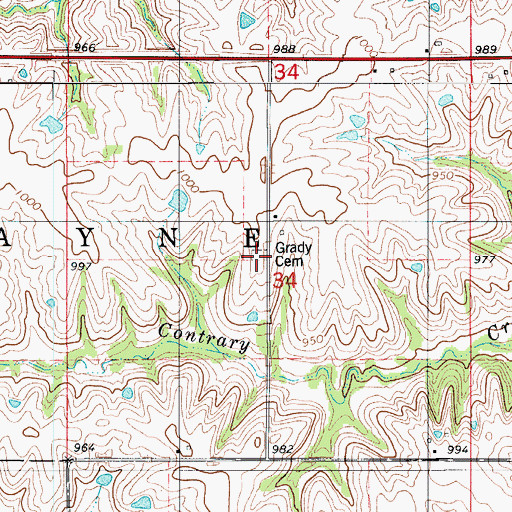 Topographic Map of Grady Cemetery, IA