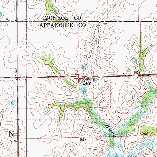 Topographic Map of Salem Cemetery, IA