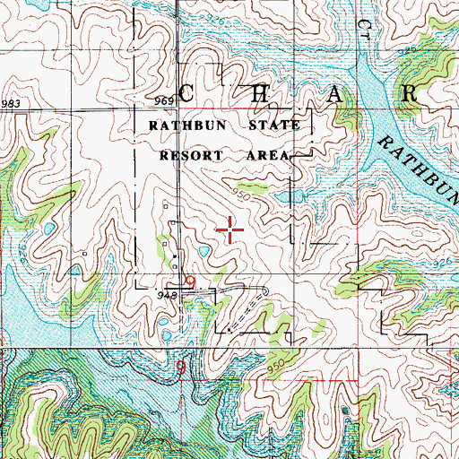 Topographic Map of Rathbun State Resort Area, IA