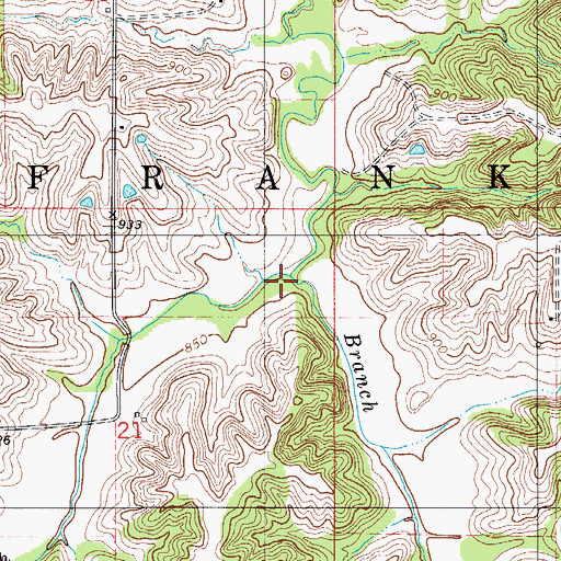 Topographic Map of Moffatt Branch, IA