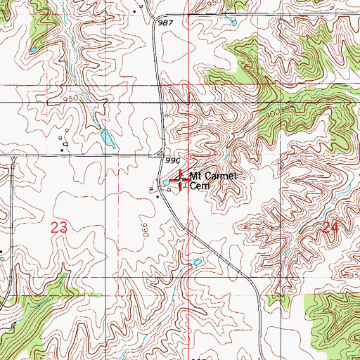Topographic Map of Mount Carmel Cemetery, IA