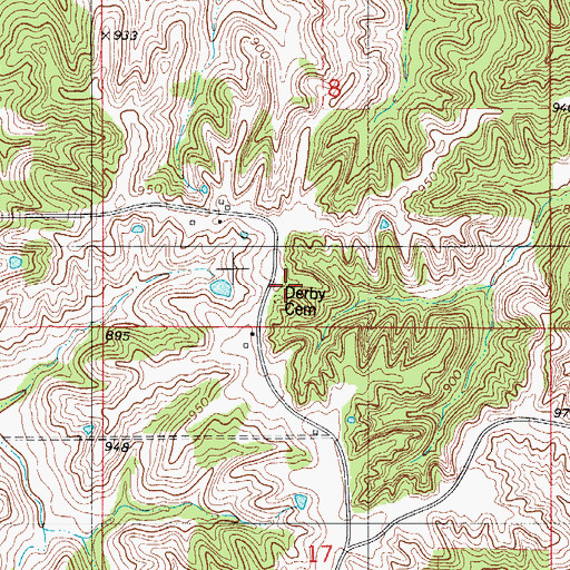Topographic Map of Derby Cemetery, IA