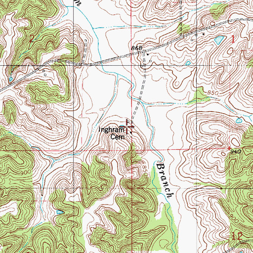 Topographic Map of Inghram Cemetery, IA