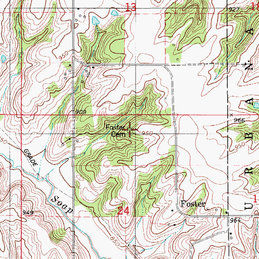 Topographic Map of Foster Cemetery, IA