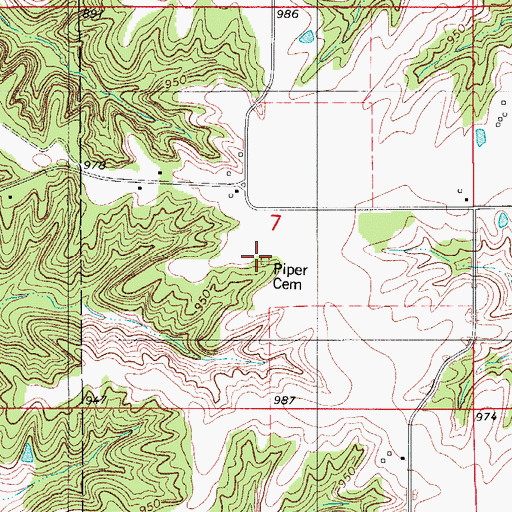 Topographic Map of Piper Cemetery, IA