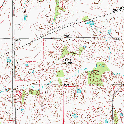 Topographic Map of Enix Cemetery, IA