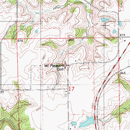 Topographic Map of Mount Pleasant Cemetery, IA