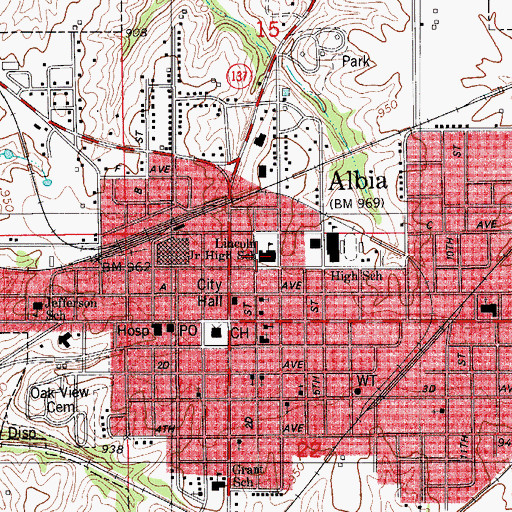 Topographic Map of Lincoln Center, IA