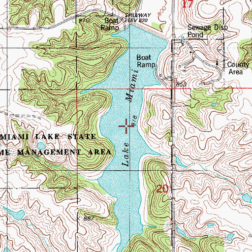 Topographic Map of Lake Miami, IA