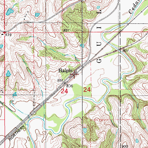 Topographic Map of Halpin, IA