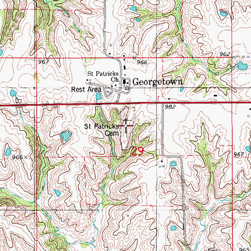 Topographic Map of Saint Patricks Cemetery, IA