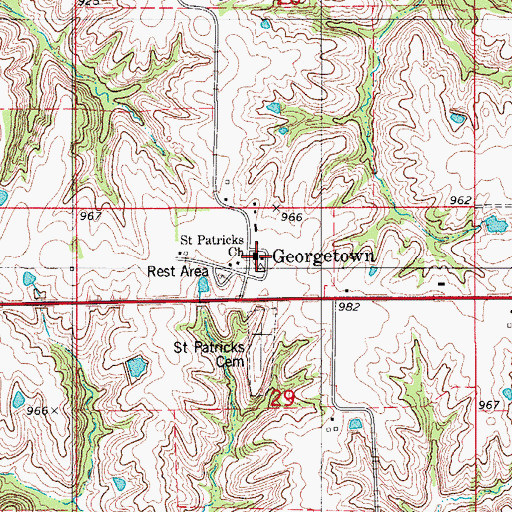 Topographic Map of Saint Patricks Church, IA