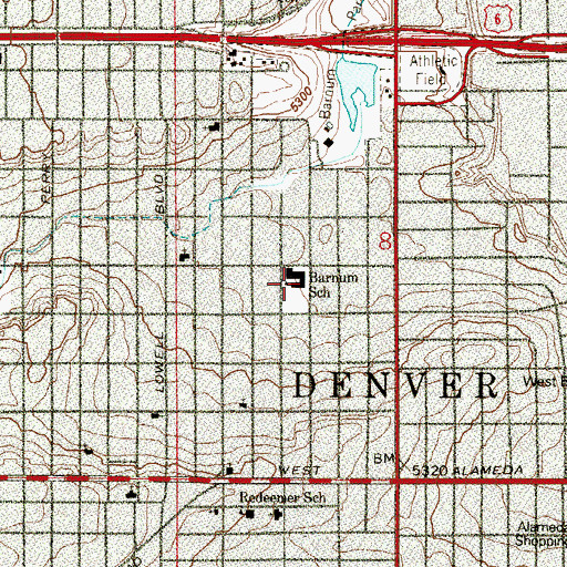 Topographic Map of Barnum Elementary School, CO