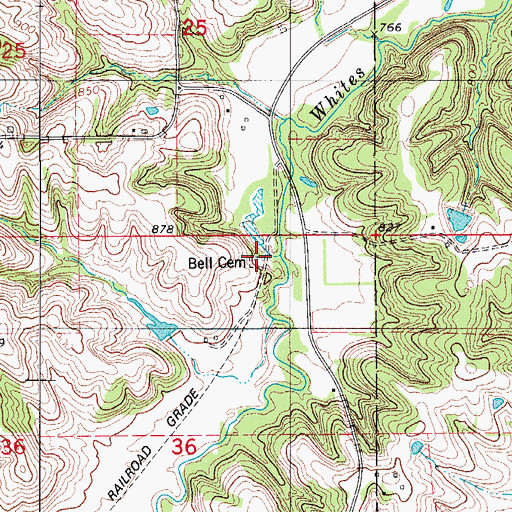 Topographic Map of Bell Cemetery, IA