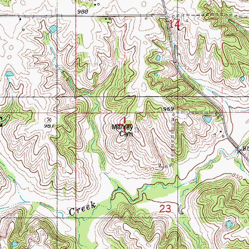 Topographic Map of Manley Cemetery, IA