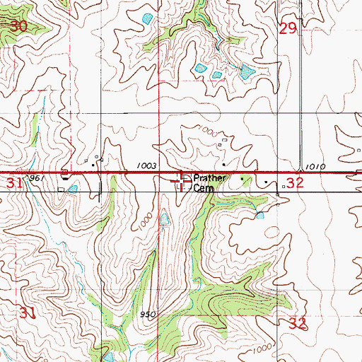 Topographic Map of Prather Cemetery, IA