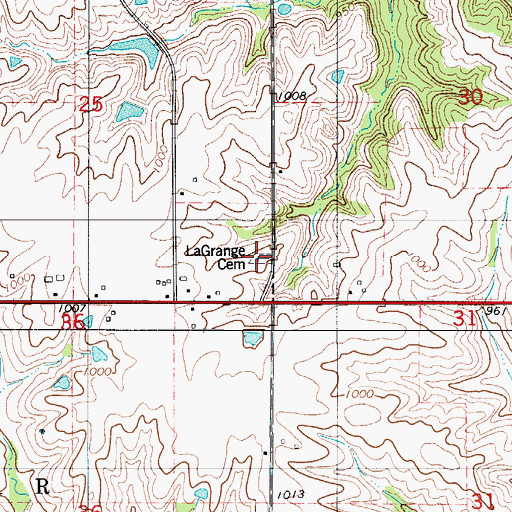 Topographic Map of La Grange Cemetery, IA