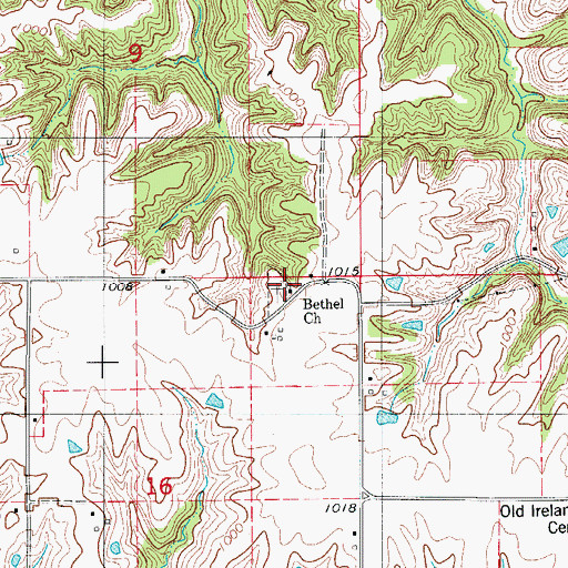 Topographic Map of Bethel Church, IA