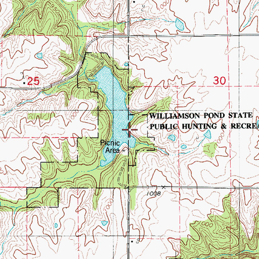 Topographic Map of Williamson Pond State Public Hunting and Recreation Area, IA