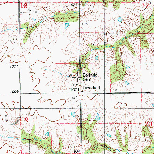 Topographic Map of Belinda Cemetery, IA