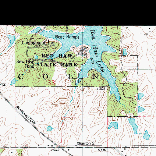 Topographic Map of Red Haw Lake, IA