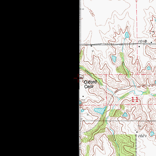 Topographic Map of Oxford Cemetery, IA