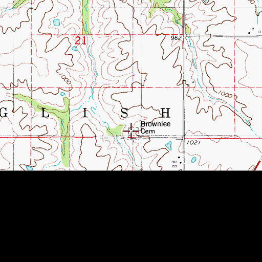 Topographic Map of Brownlee Cemetery, IA
