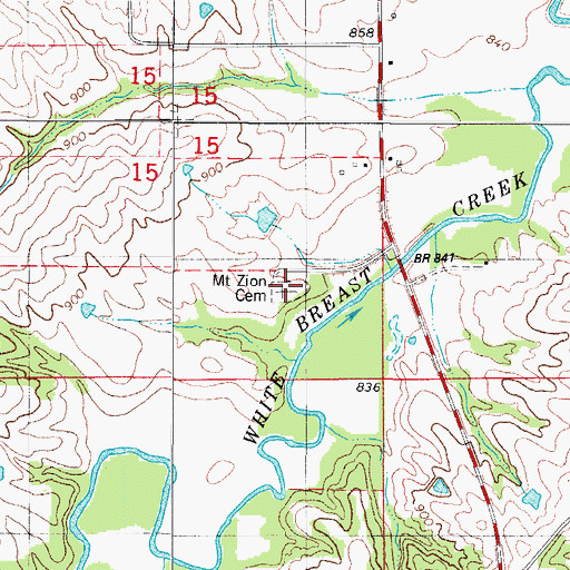 Topographic Map of Mount Zion Cemetery, IA