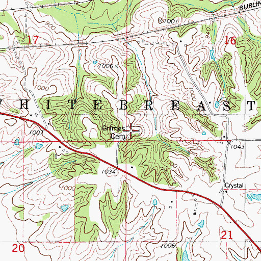 Topographic Map of Grimes Cemetery, IA