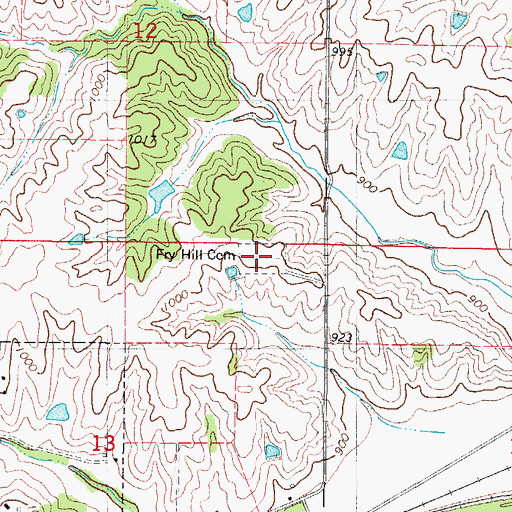 Topographic Map of Fry Hill Cemetery, IA