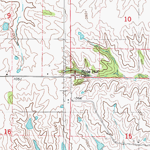 Topographic Map of Rose Hill Cemetery, IA