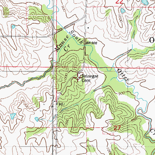 Topographic Map of Brinegar Cemetery, IA