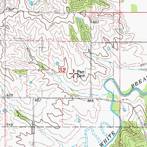 Topographic Map of Parr Cemetery, IA