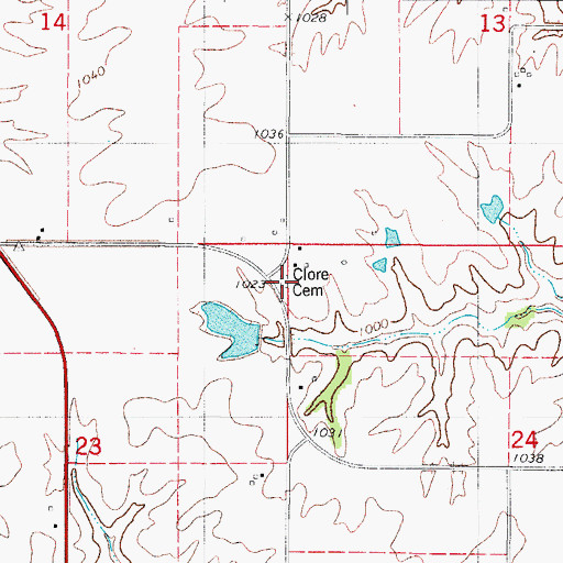 Topographic Map of Clore Cemetery, IA