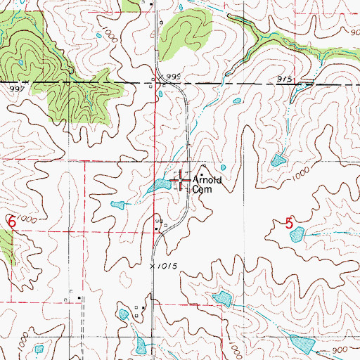 Topographic Map of Arnold Cemetery, IA