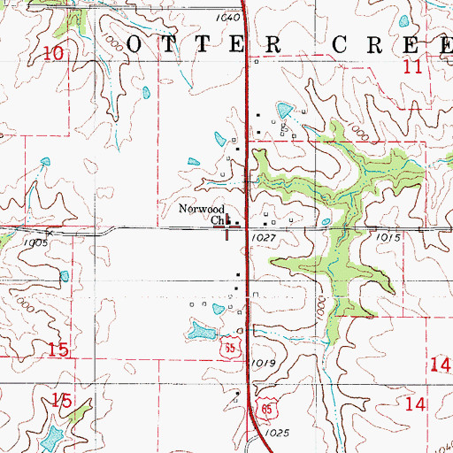 Topographic Map of Norwood Church, IA