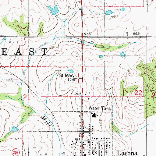 Topographic Map of Saint Mary's Cemetery, IA